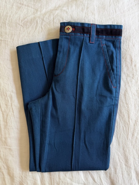 Marc Jacobs Pants - Marc Jacobs Blue Trouser with Red Topstitching and Silver Buttons